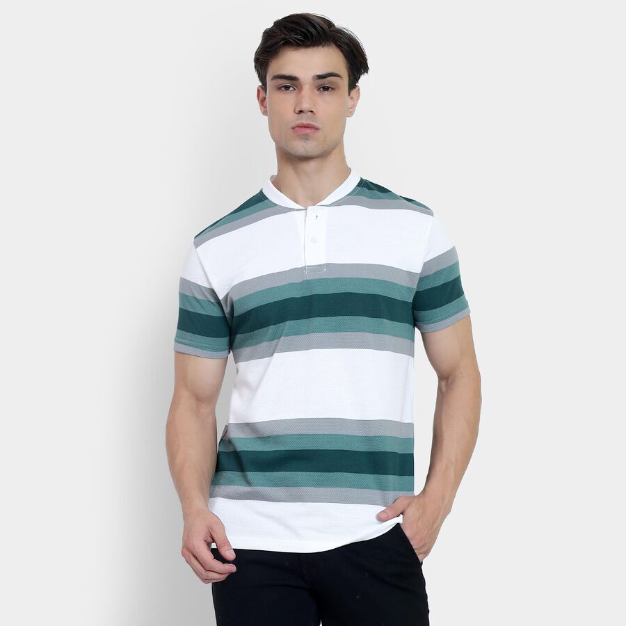 Men's Henley Half Sleeves T-Shirt , White, large image number null