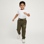 Boys' Olive Green Regular Fit Dinosaur Patch Jogger Trousers, ओलिव, small image number null