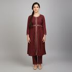 Girls' Deep Maroon Printed Fusion Set, मरून, small image number null