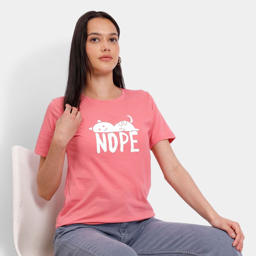 Ladies' Round Neck T-Shirt, Pink, large image number null