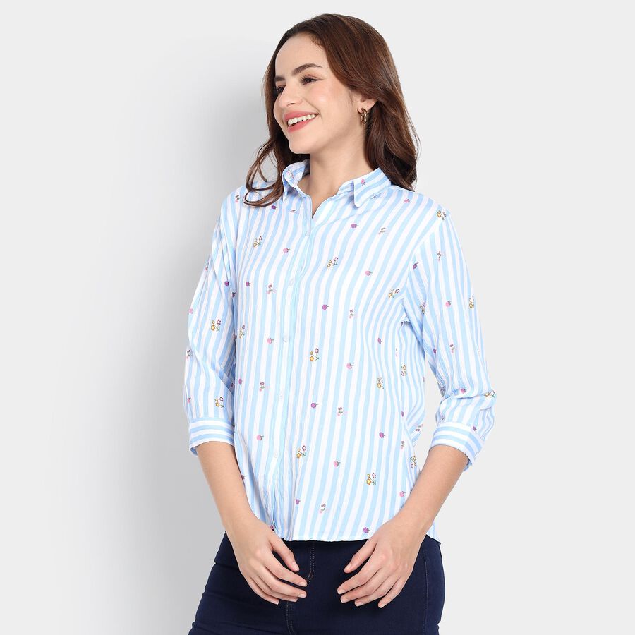 Ladies'  Stripes Shirt, Light Blue, large image number null