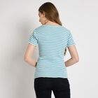 Ladies'  Stripes Round Neck T-Shirt, नीला, small
