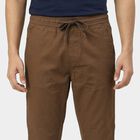 Men's Brown Slim Fit Flat-Front Casual Trousers, भूरा, small