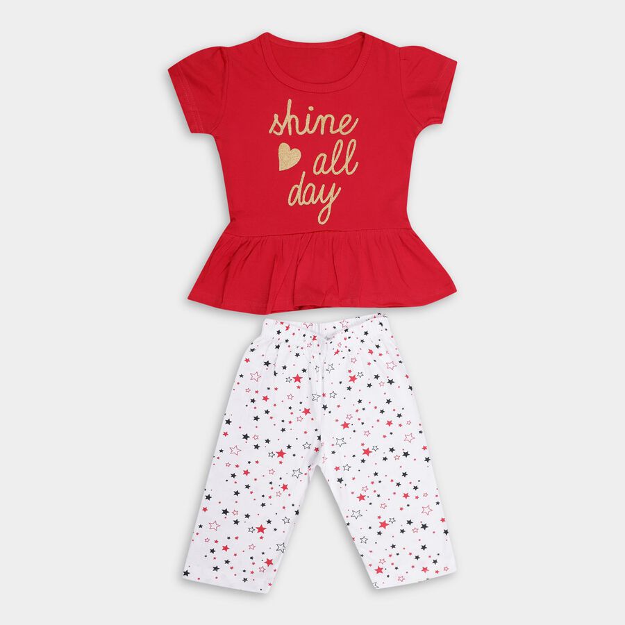 Girls' 100% Cotton Capri Set , Pink, large image number null