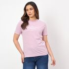Women's Pink Round Neck Casual T-Shirt, Lilac, small