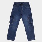 Boys' Navy Regular Fit Cotton Jeans, Mid Blue, small