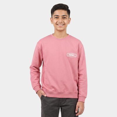 Boys' Pink Crew Neck Pullover Sweatshirt