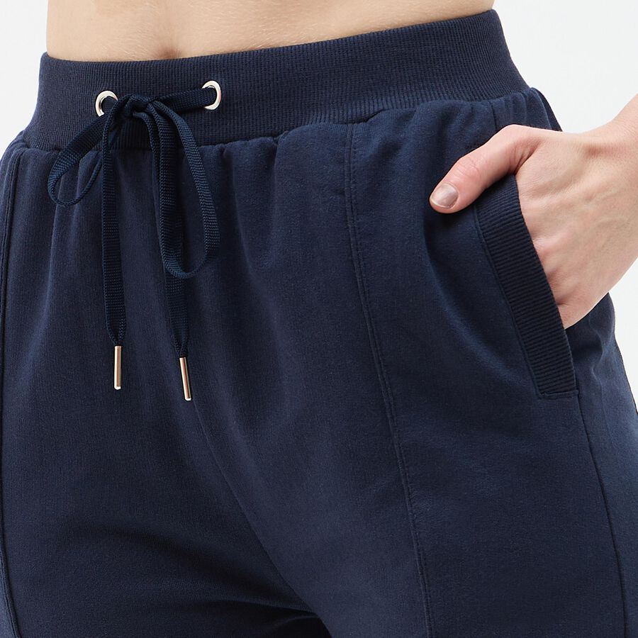 Women's Muted Graphite Grey Regular Fit Track Pants, Navy Blue, large