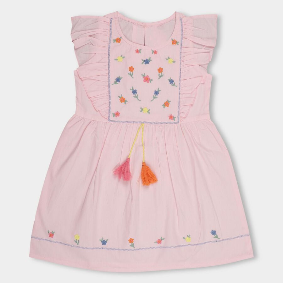 Girls' 100% Cotton Frock, Light Pink, large image number null