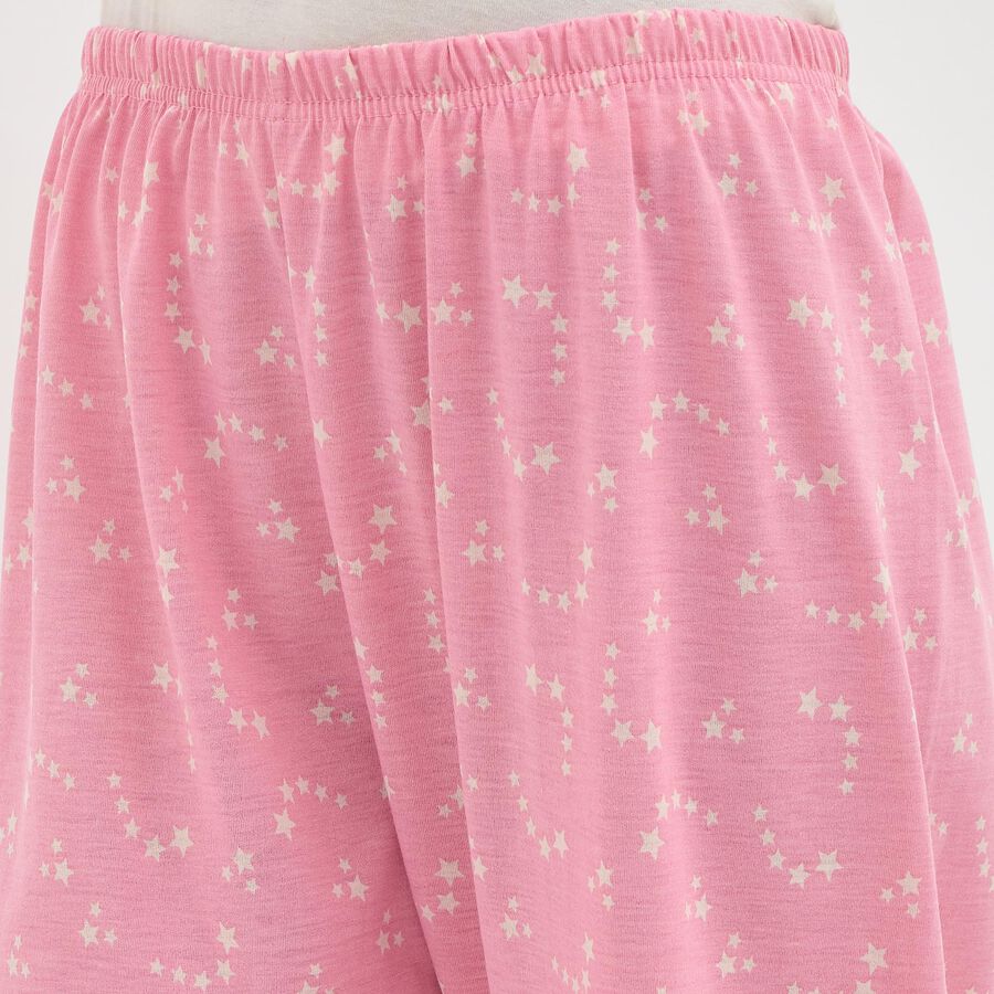 Women's Soft Pink Star Printed Full-Length Pyjama, Light Pink, large image number null