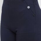 Solid High Rise Skinny Trousers, Navy Blue, small image number null