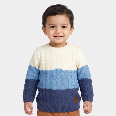 Infants' Blue Crew Neck Knitted Pullover