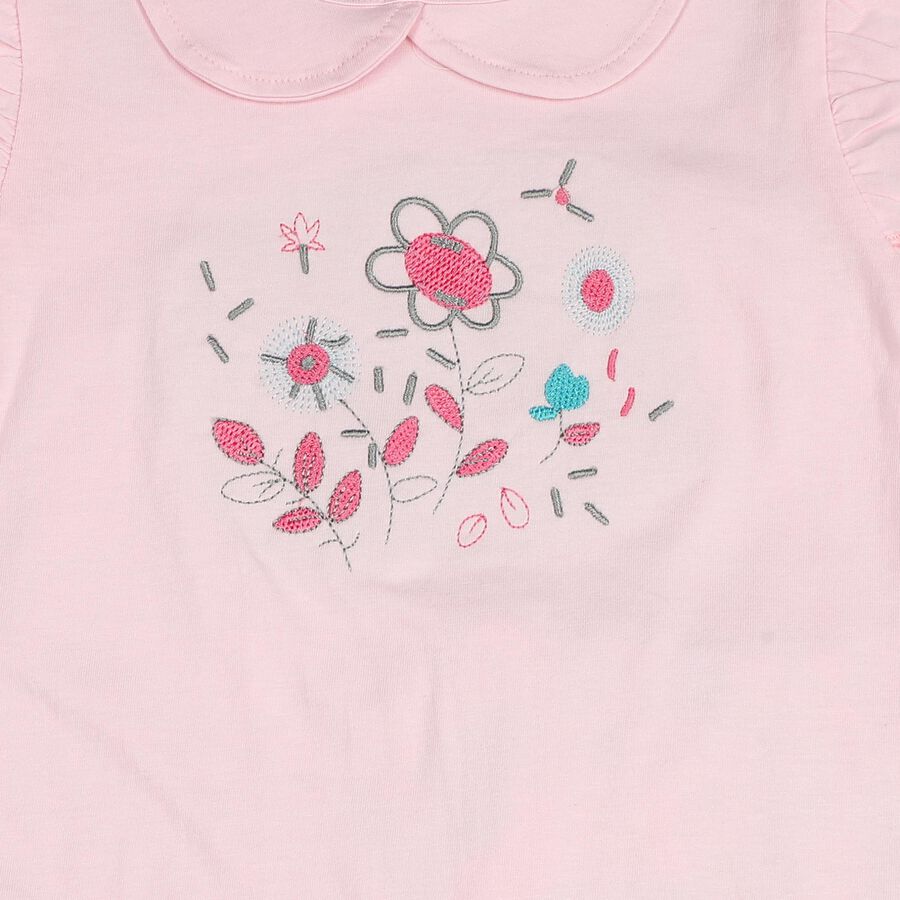 Infants Light Pink Cotton Upper and Bottom Set, Light Pink, large
