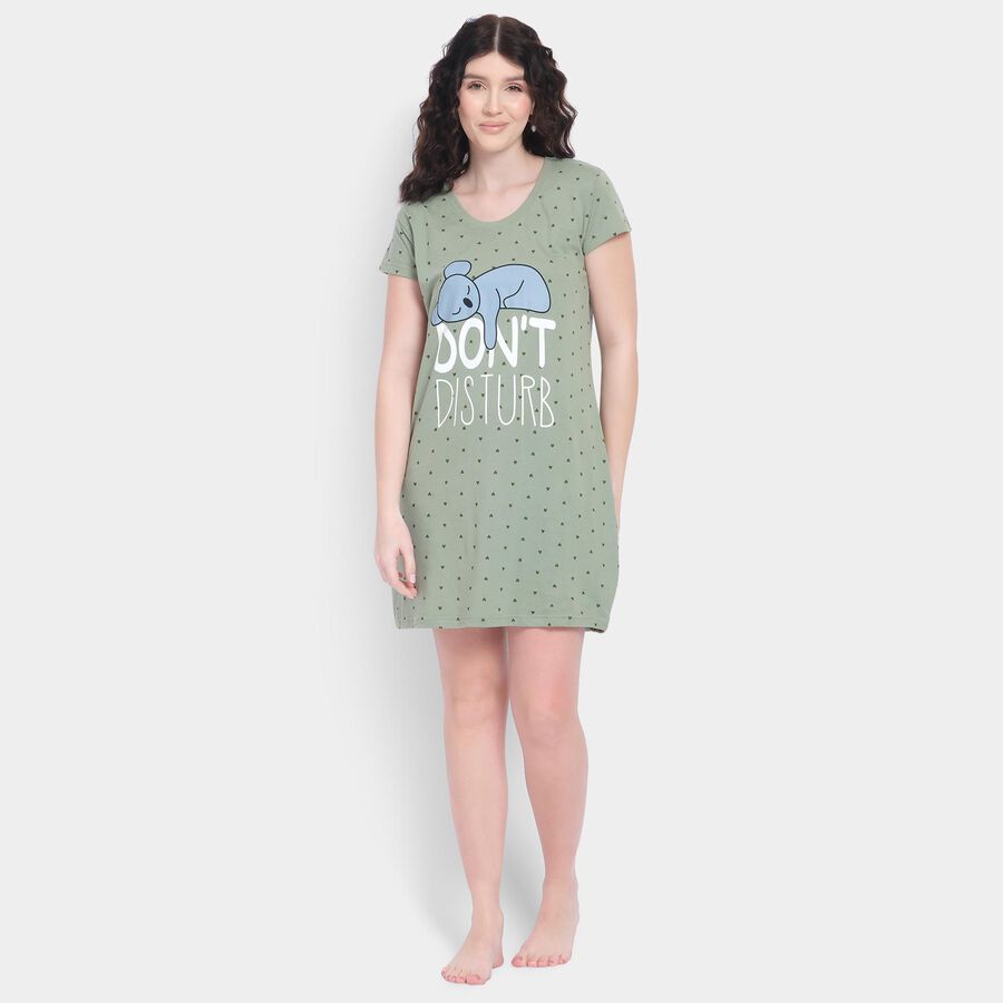 Ladies' 100% Cotton Nighty , हल्का हरा, large image number null