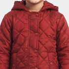 Girls' Wine Hooded Puffer Jacket, Wine, small