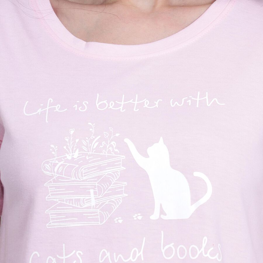 Ladies' Cotton Round Neck T-Shirt, Light Pink, large image number null