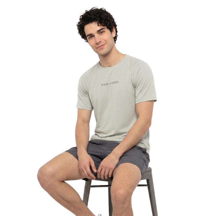 Men's Grey Round Neck Regular Drifit T-Shirt, हल्का ग्रे, large