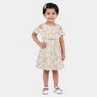 Girls' Off White Floral Printed Fit and Flare Frock, Off White, small
