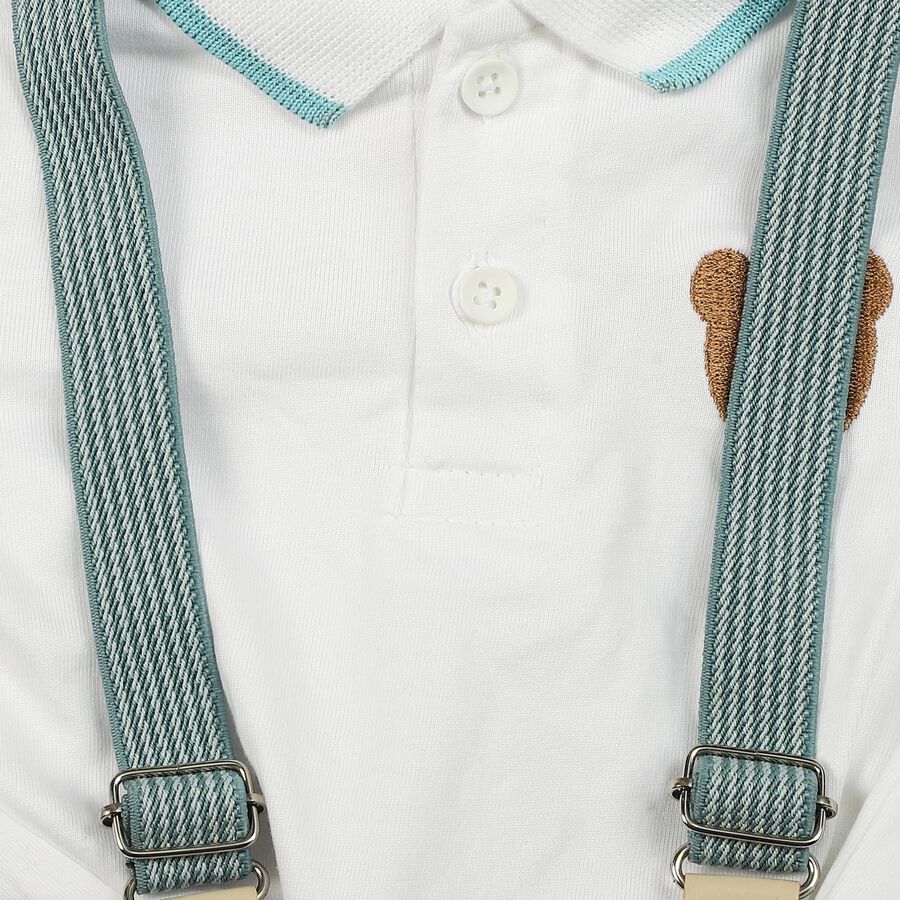 Infants' Teal Polo Neck Embroidered Baba Suit, Teal Blue, large