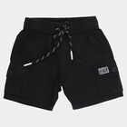 Boys' Black Regular Fit Cargo Pocketed Bermuda Shorts, काला, small