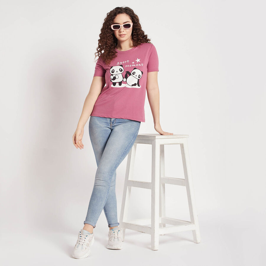 Round Neck T-Shirt, Purple, large image number null