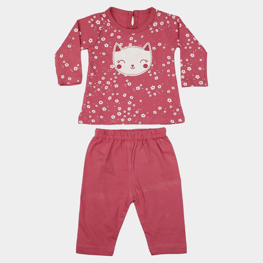 Infants Purple Cotton Round Neck Lounge Set Hipster Set, Purple, large