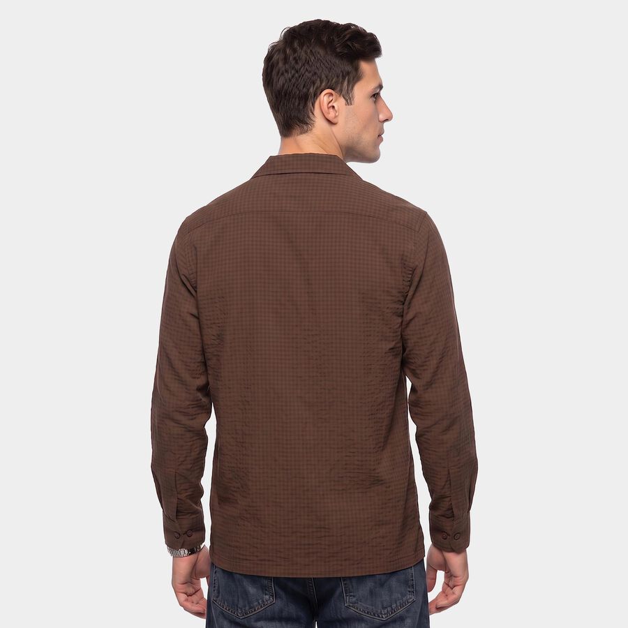 Men's Brown Cotton Casual Shirt, Brown, large