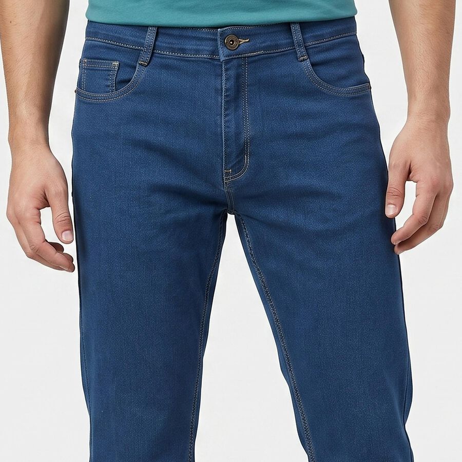Men's Mid Blue Slim Fit Clean Wash Jeans, Mid Blue, large