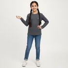 Girls Muted Charcoal Blue Round Neck Thermal, Melange Blue, small image number null