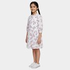 Girls' White Sleeveless A-Line Midi Dress, सफ़ेद, small