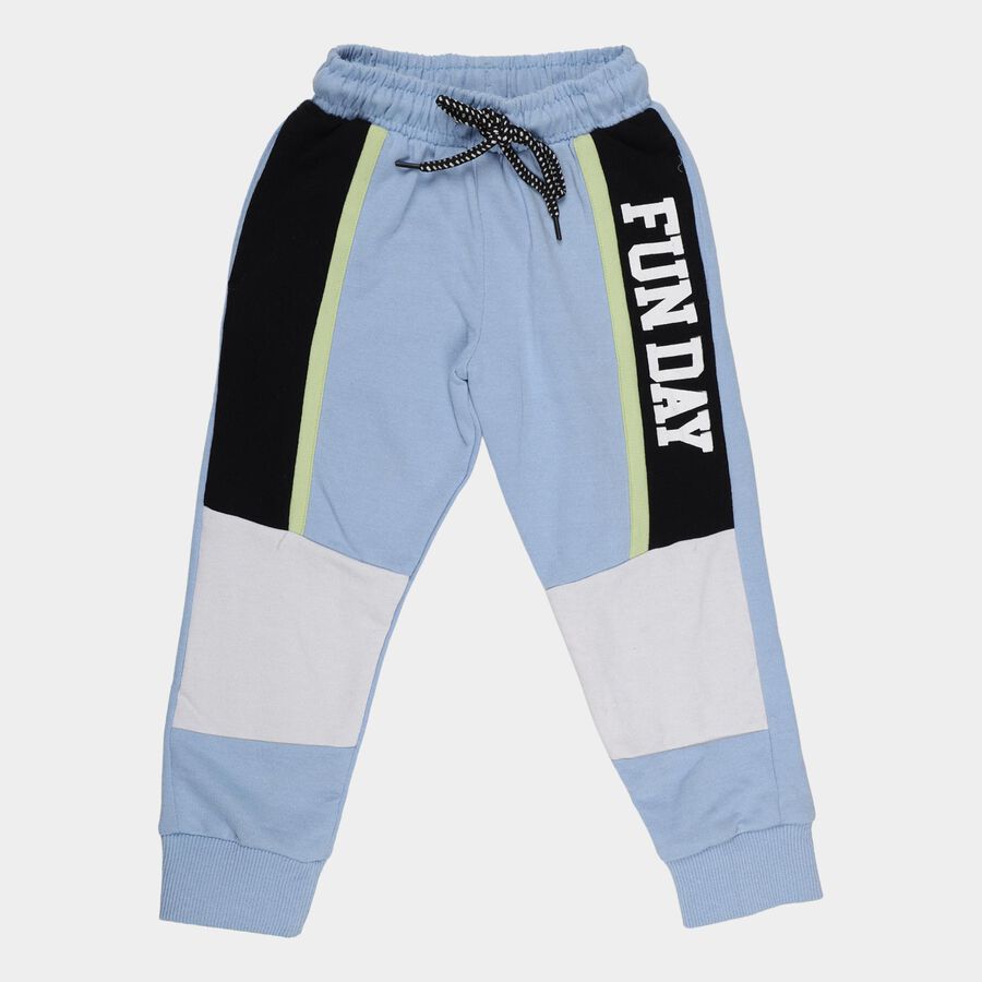 Boys' Light Blue Color-Block Cotton Blend Pyjama, Light Blue, large