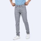 Men's Grey Slim Fit Solid Jeans, Light Grey, small