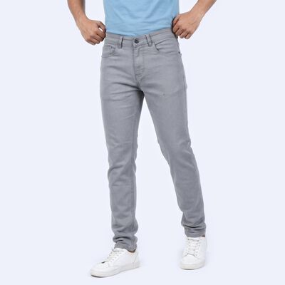 Men's Grey Slim Fit Solid Jeans