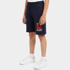 Boys' Navy Blue Regular Fit Drawstring Bermuda Shorts, नेवी ब्लू, small
