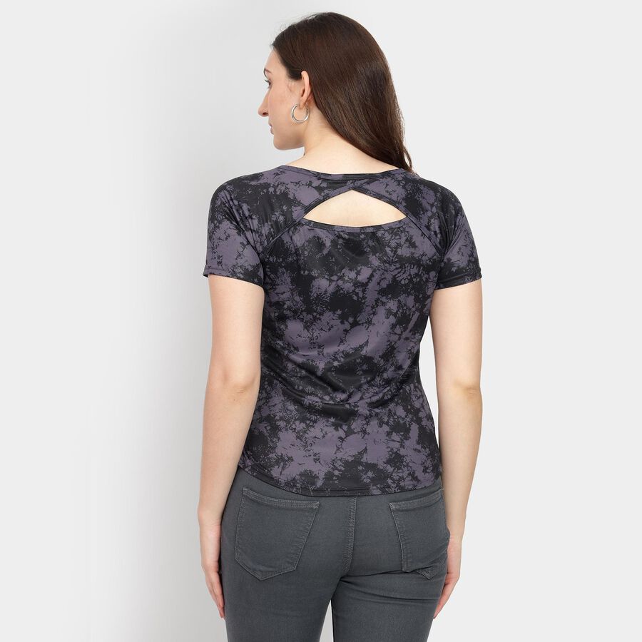 Ladies' Round Neck T-Shirt, गहरा ग्रे, large image number null