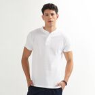 Men's Bright White Henley Neck Casual T-Shirt, White, small image number null