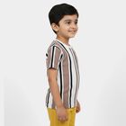Boys Beige Crew Neck Casual T-Shirt, गहरा पीला, small