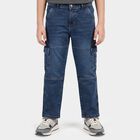 Boys Blue Straight Fit Cargo Jeans, Mid Blue, small
