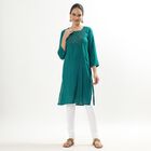 Women's Dark Teal Green Square Neck Embroidered Kurta, Dark Green, small image number null