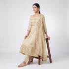 Women's Beige Round Neck Embellished Anarkali Kurta, Beige, small