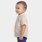 Infants Yellow Cotton Half Sleeve Round Casual Shirt, Yellow, small