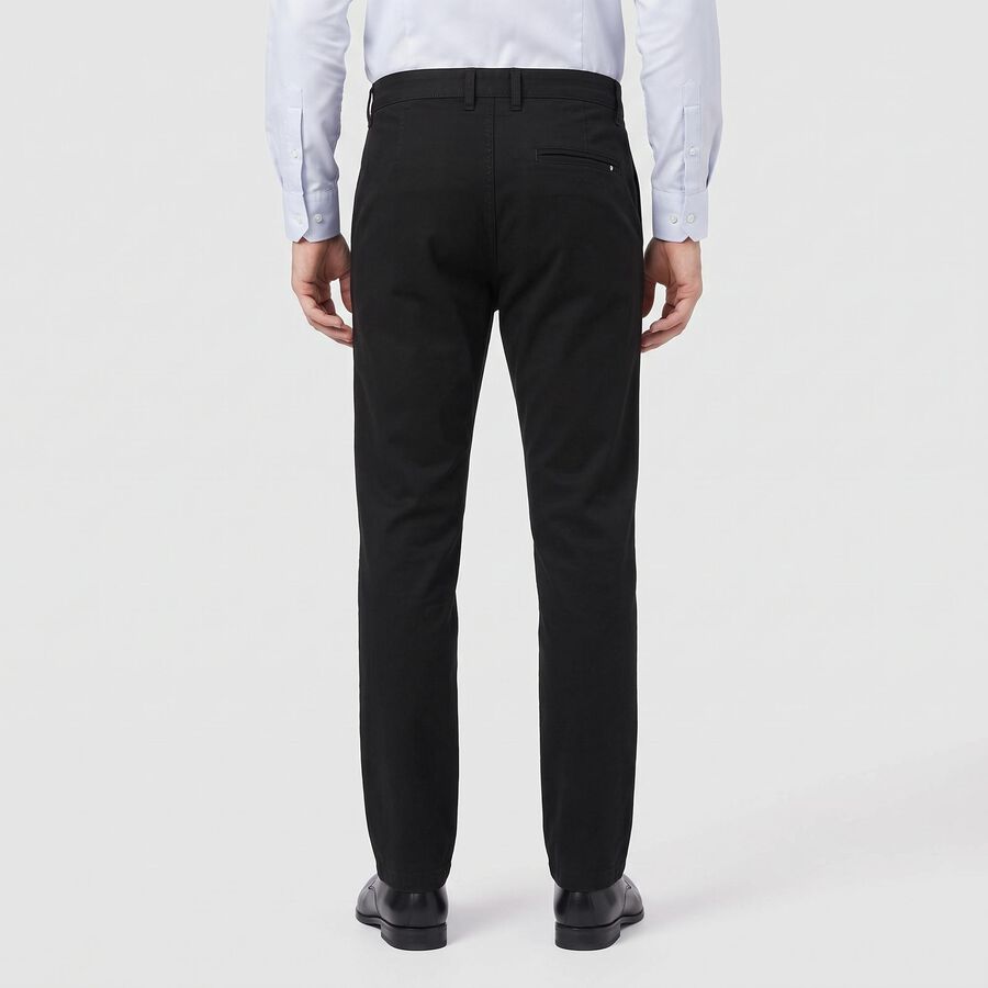 Men's Black Slim Fit Chino Trousers, Black, large