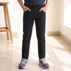 Boys' Dark Blue Drawstring Jeans, गहरा नीला, small