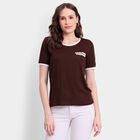 Ladies' Cotton Round Neck T-Shirt, भूरा, small image number null