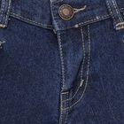 Girls' Blue Rhinestone Embellished Denim Shorts, Dark Blue, small