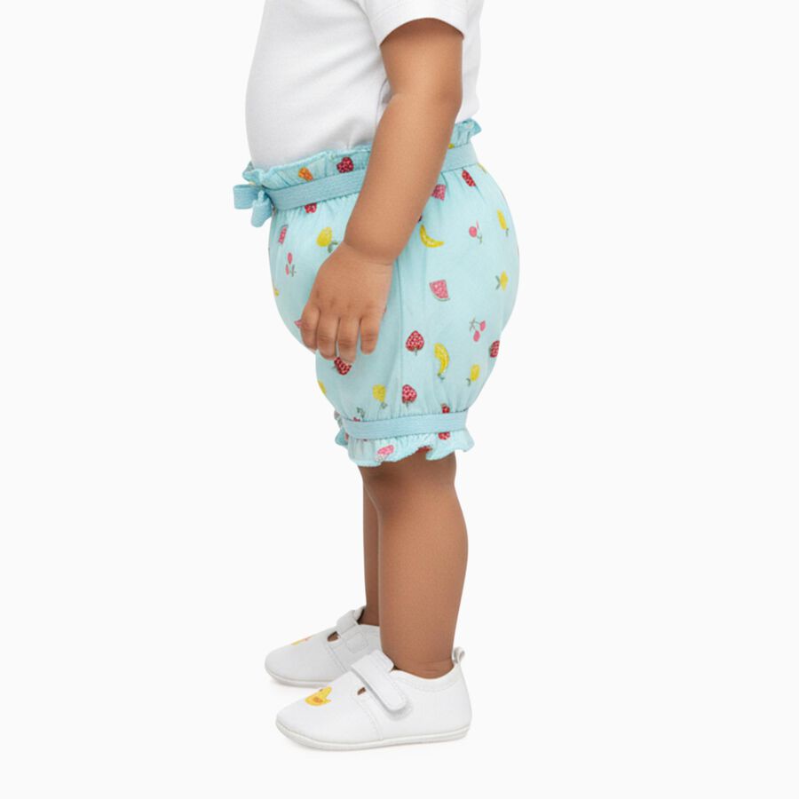 Infants Light Aqua Regular Fit Ruffled Bloomers, एक्वा, large image number null