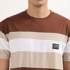 Men's Rich Chocolate Brown Round Neck Casual T-Shirt, Brown, small