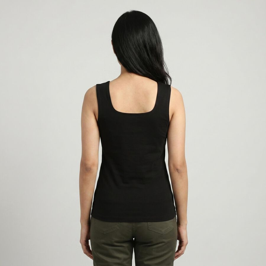 Women's Black Sleeveless Minimalist Slip, काला, large