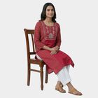Women's Fuchsia Round Neck Classic Kurta, Fuchsia, small