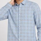 Men's Light Blue Cotton Long Sleeves Spread Collar Regular Fit Shirt, Mid Blue, small